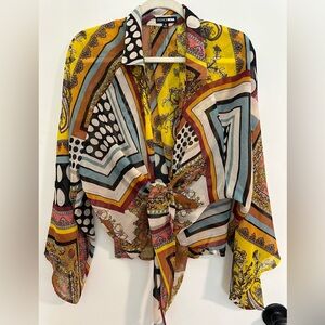 FASHIONNOVA Plus size tie front blouse